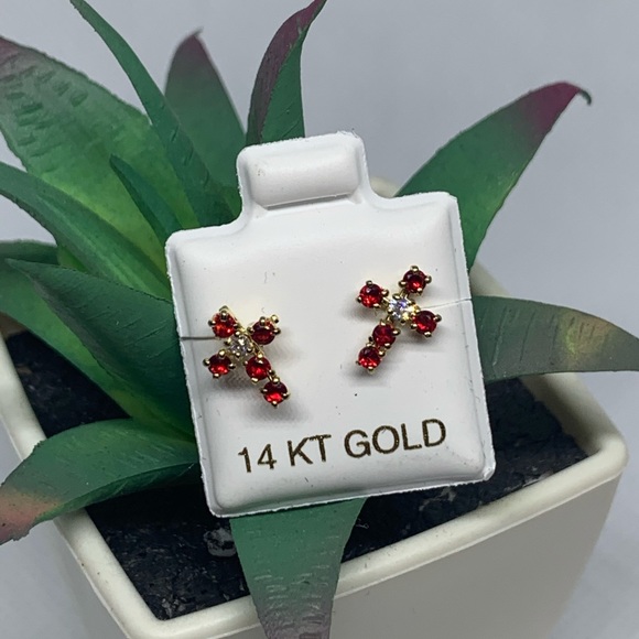 💥SALE💥 14k Gold Cross Earrings ♥️✨ - Picture 2 of 5